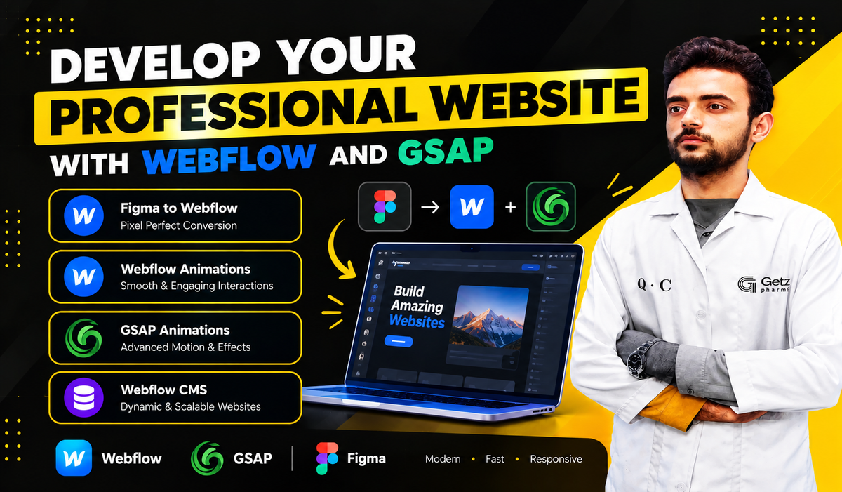 I will build your Figma designs in Webflow, GSAP animations, and develop Webflow CMS solutions.
