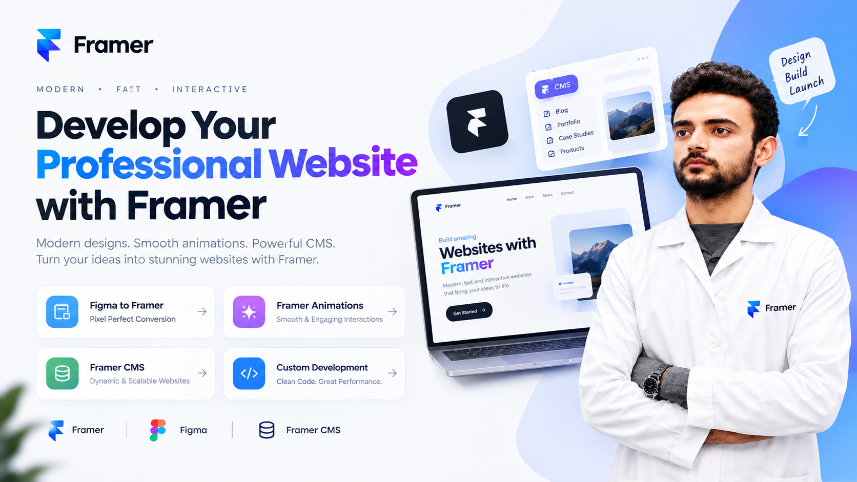 I will build your Figma in Framer with Advanced Animations, and Develop Framer CMS solutions.